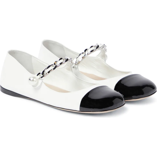 Miu Miu Embellished leather ballet flats - white (UK 3)