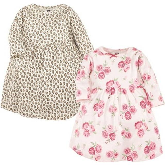 Hudson Baby Infant and Toddler Girl Cotton Dresses  Blush Rose Leopard  2 Toddler
