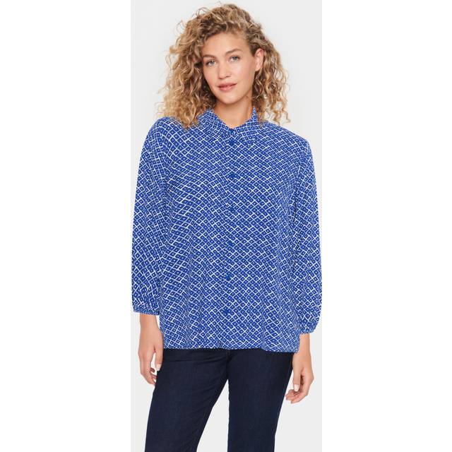 Saint Tropez Palavi Geometric Shirt, Blue/White