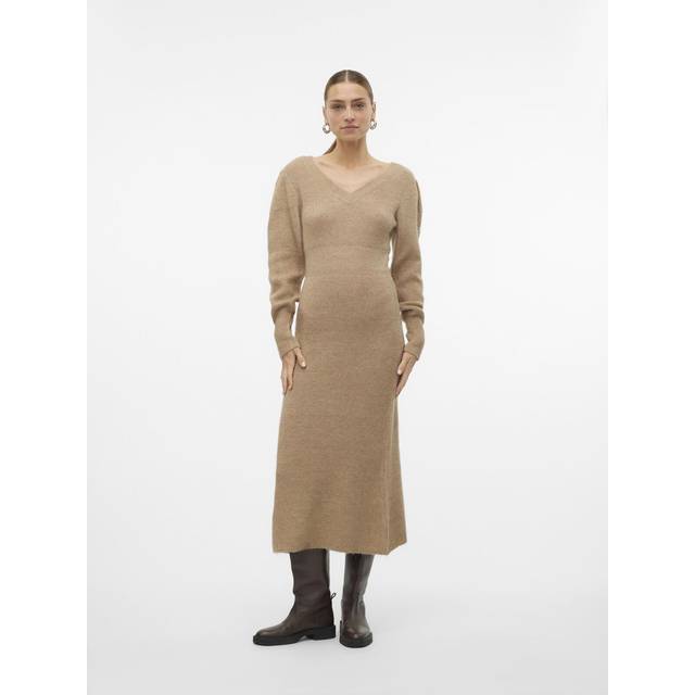 Vero Moda - Klänning vmAngalina LS V-neck 7/8 Knit Dress - Silver