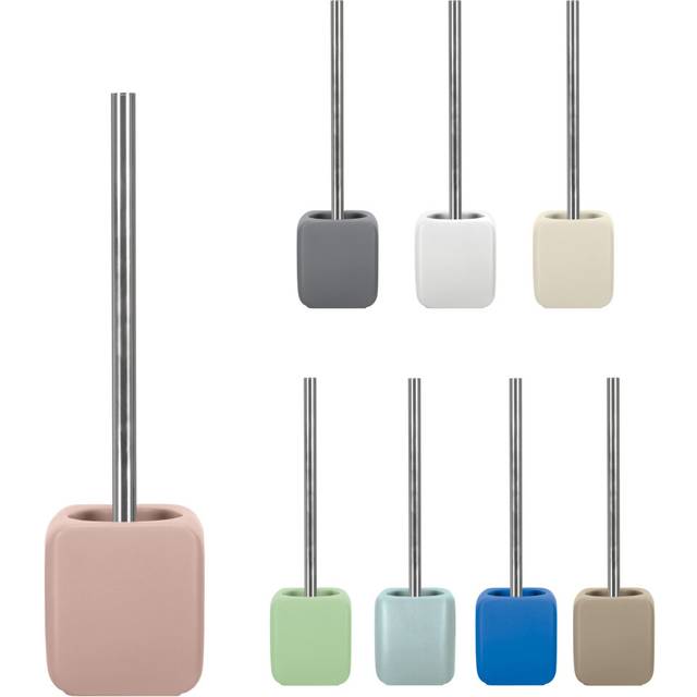Cube Ceramic Toilet Brush and Holder (Pastel Pink)
