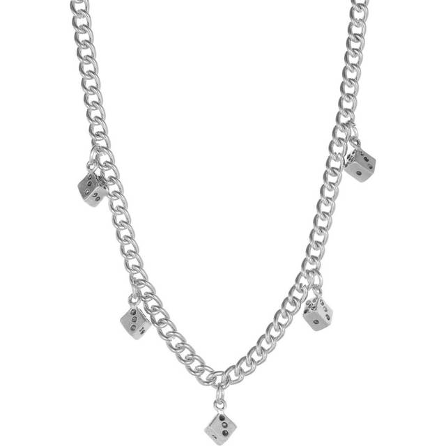 Design Unique Geometric Dice Necklace With Snake Chain For Trendy Everyday Wear