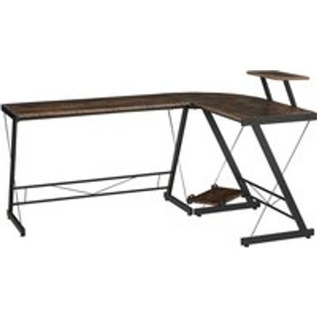 Homcom L Shaped Computer Desk Round Corner Gaming Table Workstation With Storage Shelf Cpu Stand For Home Office