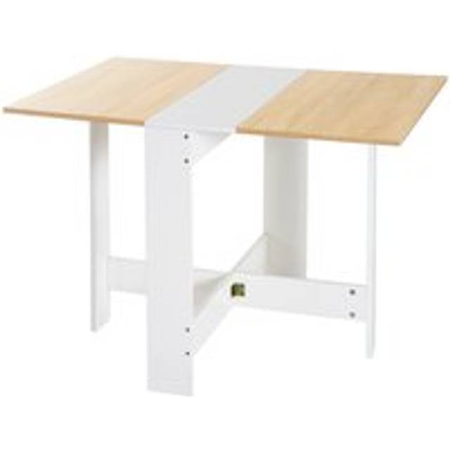 Homcom Particle Board Wooden Folding Dining Table Writing Computer Desk Pc Workstation Space Saving Home Office Oak & White