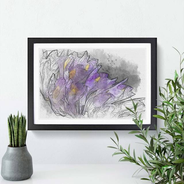 Wild Purple Orchid Flowers in Abstract - Picture Frame Graphic Art Print - Black (40cm H x 60cm W x 2cm D)