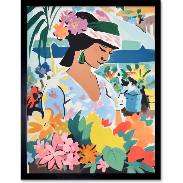 Alius Danish Pastel Aesthetic Flowers At Market - Single Picture Frame Art Prints - Multicolour (43.3cm H X 33.3cm W)