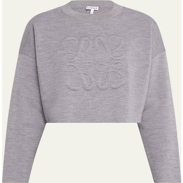 Loewe Anagram cropped wool-blend sweater - grey (UK 8)