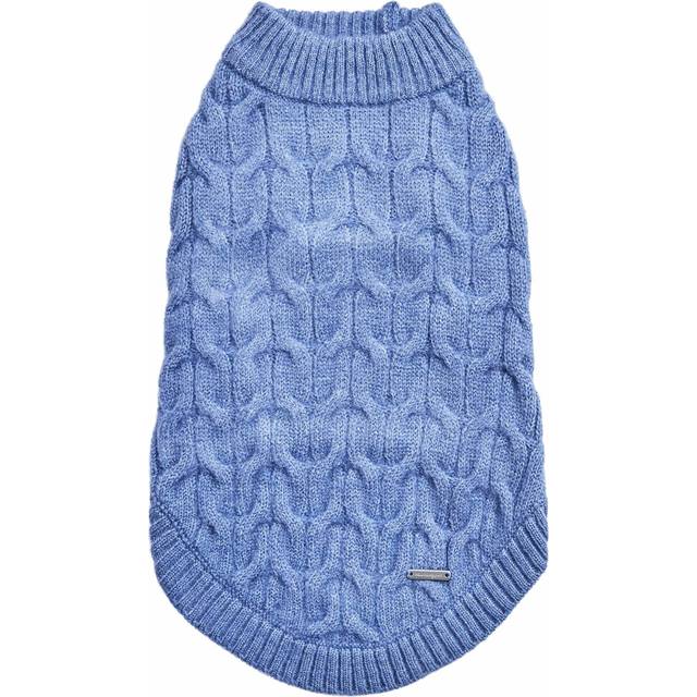 Blueberry Pet Classic Fuzzy Textured Knit Pullover Crew-Neck Dog Sweater in Heather Blue  Back Length 20  Pack of 1 Clothes for Dogs