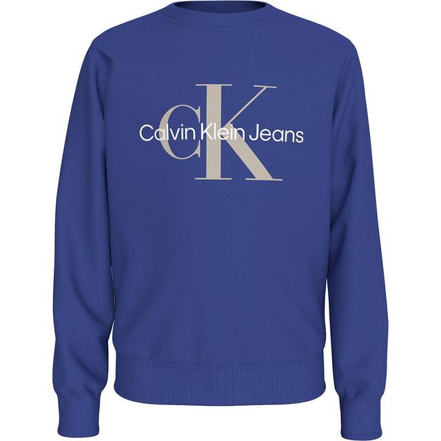 Calvin Klein Jeans Kids Ck Monogram Terry Sweatshirt - Blue, Blue, Size 8 Years - 8 YEARS