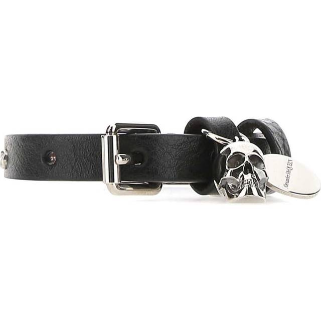 Alexander McQueen - skull-charm leather bracelet - men - Leather - One Size - Black