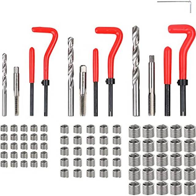 KATSU Thread Repair Kit 88PCs M6 M8 M10 Helicoil Kits HSS Drill Bits Taps Threaded Inserts Installation and Lug Breaking Tool Set for Auto Mechanical