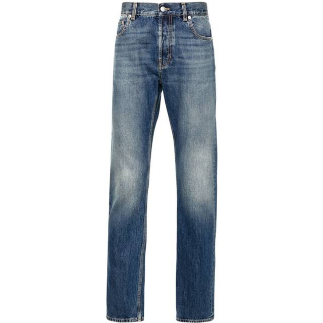 Alexander McQueen - logo-print jeans - men - Polyester/Cotton/Cotton - 48 - Blue
