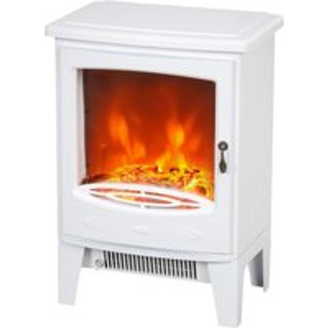 Homcom Tempered Glass Casing Electric Fireplace, Freestanding Electric Fire With Realistic Flame Effect, Electric Log Burner With Overheat Protection,