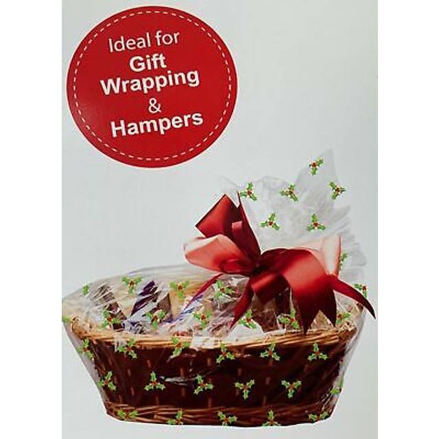 Christmas holly hamper gift basket cellophane bags cake food gift wraps x 6