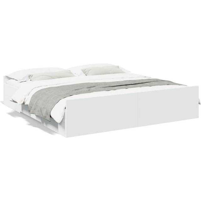 vidaXL Bed Frame with Drawers without Mattress White 200x200 cm