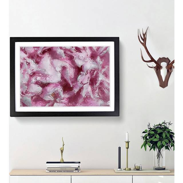 Beautiful Pink Carnation Petals in Abstract - Picture Frame Graphic Art Print - Black Framed (62cm H x 87cm W x 2cm D)