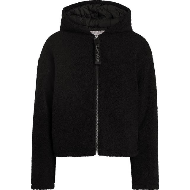 Calvin Klein Jeans Sherpa Zip Through Hoodie - Black, Black, Size M = Uk 10, Women - M = UK 10