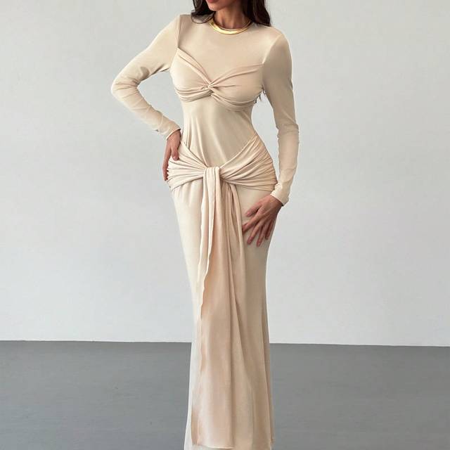 Aloruh New Apricot Nursing Dress, Warm And Versatile For Fall & Winter