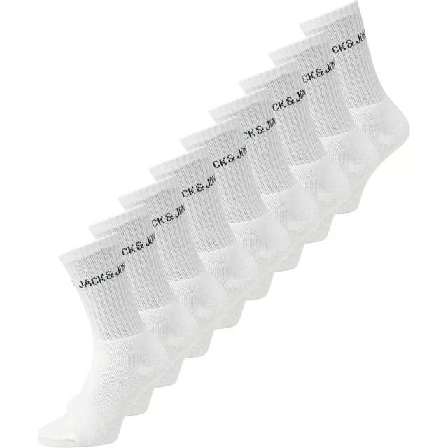 Jack & Jones – Vita, ribbade strumpor med logga, 9-pack-Vit/a