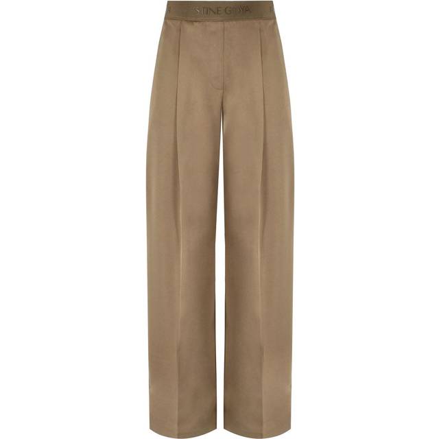 STINE GOYA BEIGE SATIN WIDE LEG TROUSERS