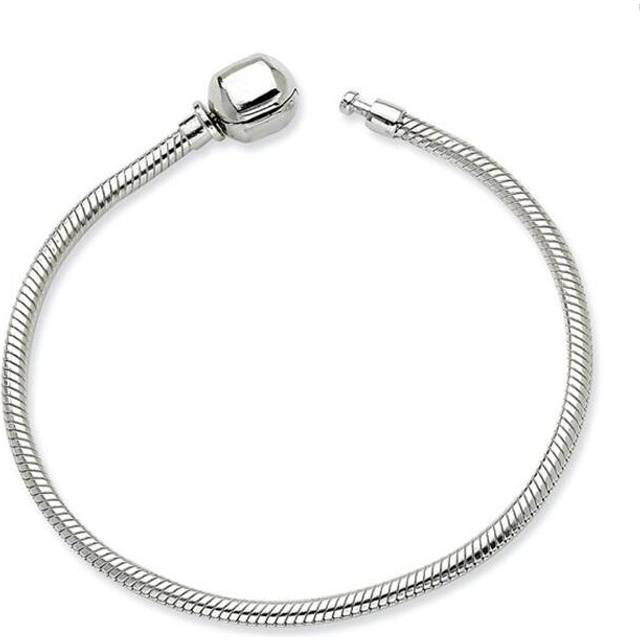6.25 in. Sterling Silver Hinged Clasp Bead Bracelet