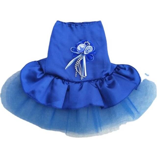(Blue, S) 4 Colors Summer Puppy Pet Dog Tutu Lace Satin Skirt Cat Princess Party Wedding Dress