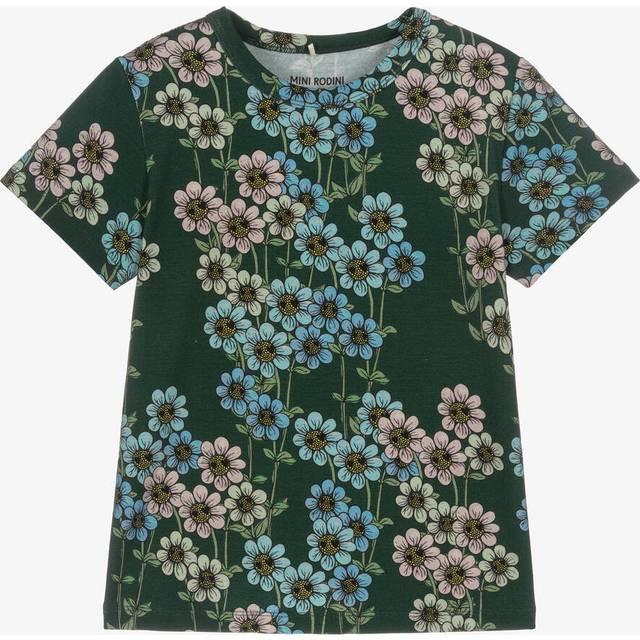 Daisys T-Shirt - Green - Look to Mini Rodini for cute and comfortable childrenswear that little ones will love. Founded in 2006, the brand’s creative clothing is adorned with unique prints and charming patterns that are hand drawn or painted by founder Cassandra Rhodin.