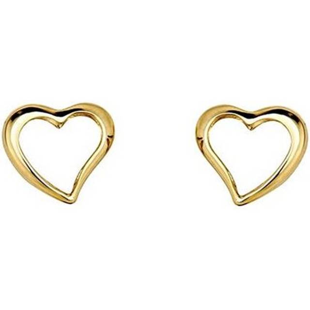 Jewelry 14k Yellow Gold Open Heart Screw-back Stud Earrings