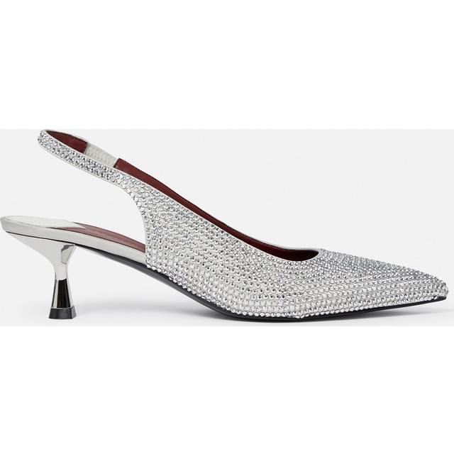 Stella McCartney - Crystal-Embellished Kitten Heel Slingbacks, Woman, Pure white, Size: 37