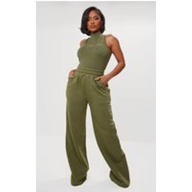 Shape Khaki Sweat High Waist Wide Leg Joggers, Green - XS