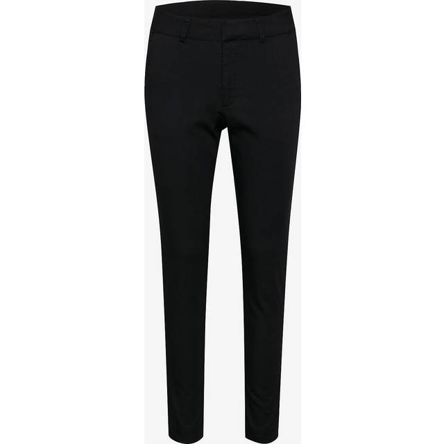KAFFE dam vanliga byxor smal passform casual byxor, svart djup, 36