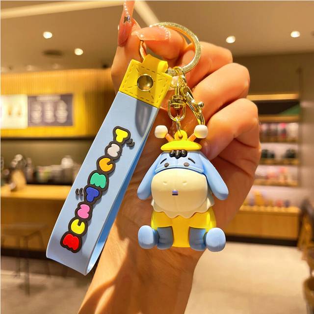 (StyleD) The Pooh Lovely Bag Pendant Keychain Bulk Cartoon Car Decor Doll Keyring
