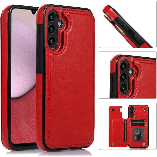 (Red) Wallet Case for Samsung Galaxy A35 5g Card Slots Pu Leather Kickstand with Card Holder Double Magnetic Clasp