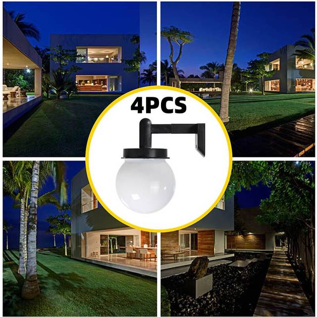 4PCS Luna Globe Fence Solar Power Wall Security Ball Light Decking Patio