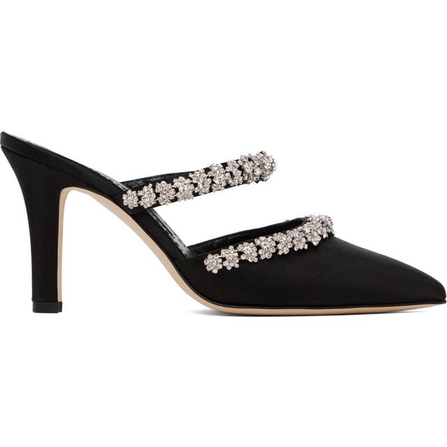 Manolo Blahnik Black Vedada Heeled Sandals - 0003 Black - IT 35.5