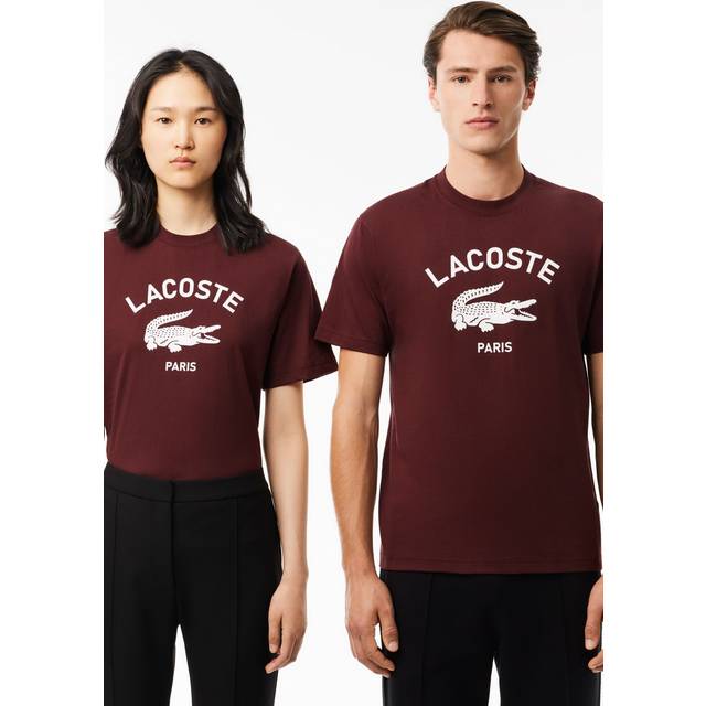 Lacoste Paris Logo T Shirt Burgundy