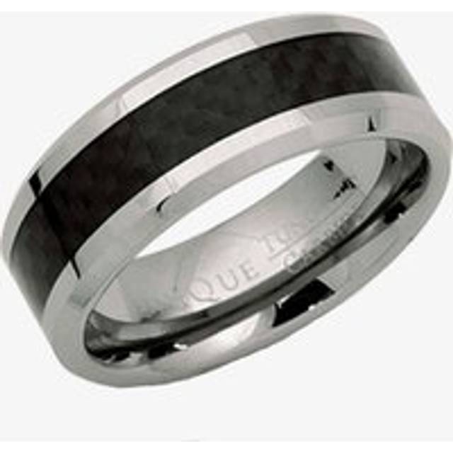 Unique Silver Tungsten Carbide Black Carbon 8mm Ring TUR-31-60 - Two Colour