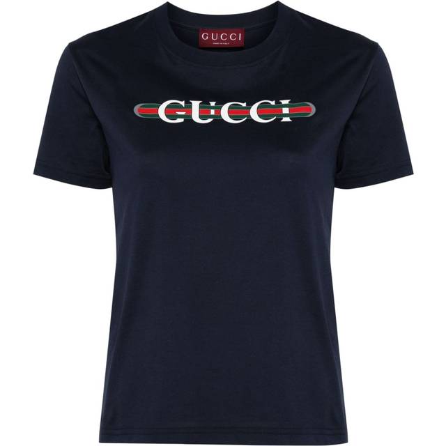 Gucci Womens Navy Mc New 70s Logo-print Cotton-jersey T-shirt S