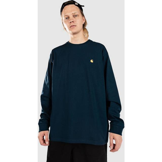 Carhartt WIP Chase Long Sleeve T-Shirt gold - duck blue/gold