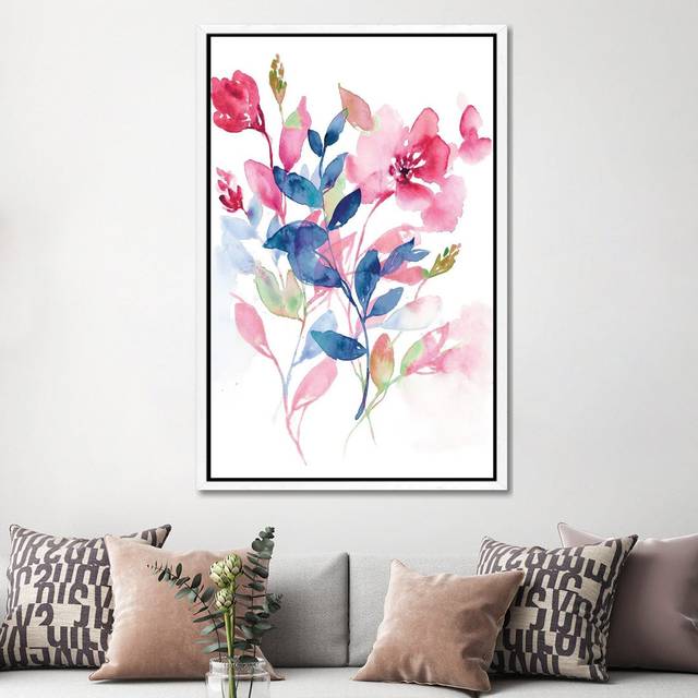 Jeweled Flowers II by Jennifer Goldberger - Gallery-Wrapped Canvas Giclée - White Floater Framed (152.5 cm H x 101.5 cm W)