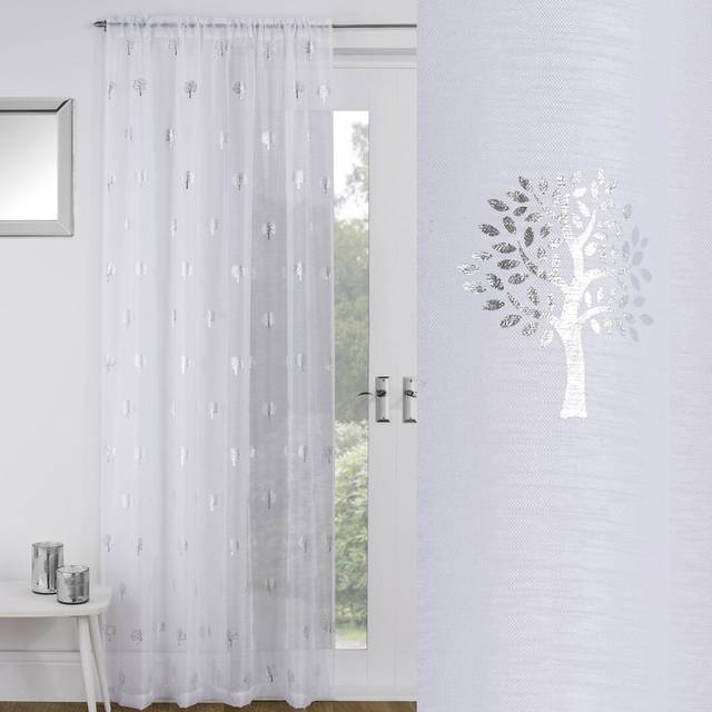 Langmann Slot Top Semi Sheer Curtain - White (140 W x 137 D cm)