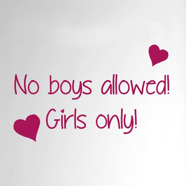 No Boys Allowed Girls Only Door Room Wall Sticker - Violet (25cm H X 40cm W)