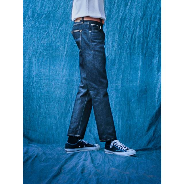 Nudie Jeans Gritty Jackson Dry Ace Selvage Mid Waist Regular Straight Fit Organic Selvedge Jeans W33/L34 Sustainable Denim - Blue (W33/L34)