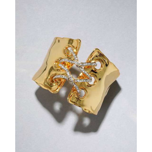 Alexis Bittar Solanales Crystal Lace Up Cuff Bracelet in Gold | Statement Jewelry from Alexis Bittar (One Size)