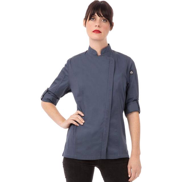 Chef Works Hartford Lightweight Zip Womens Chef Jacket Blue M