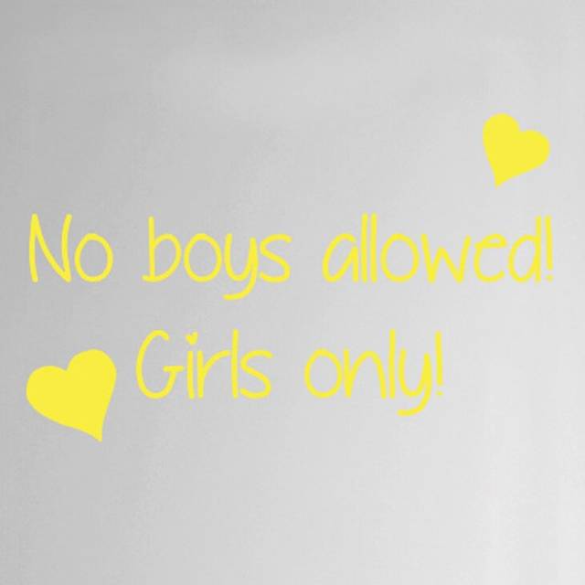 No Boys Allowed Girls Only Door Room Wall Sticker - Bright Yellow (25cm H X 40cm W)