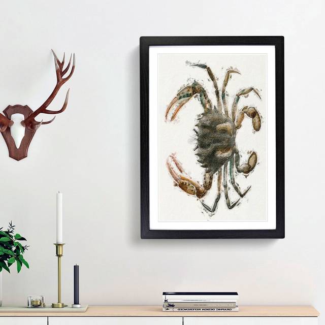 Lady Crab by J.E. De Kay - Picture Frame Painting Print - Black Framed (36cm H x 27cm W x 2cm D)