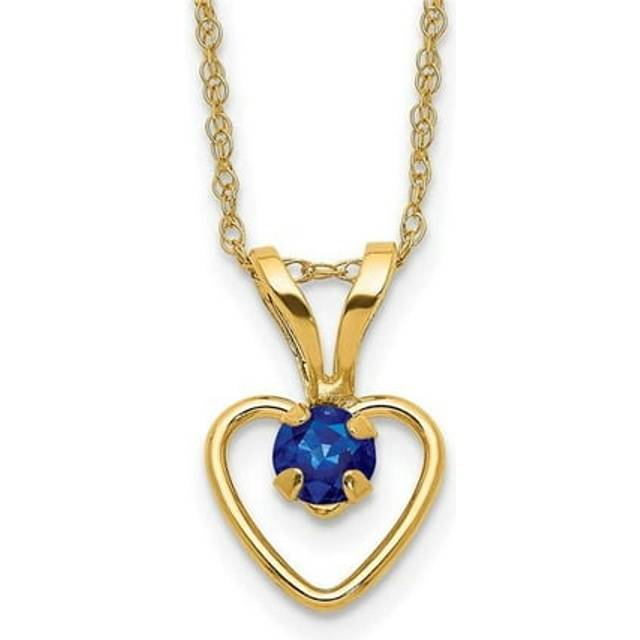 14K Yellow Gold Madi K 3 mm 15 in. Sapphire Heart Birthstone Necklace