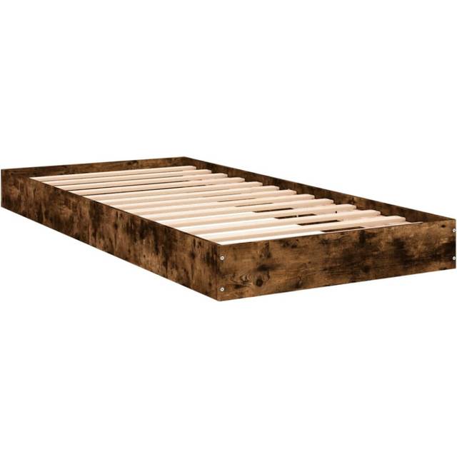 vidaXL Bed Frame without Mattress Smoked Oak 75x190 cm Small Single Engineered Wood - Brown