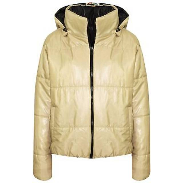(7-8 Years, Stone) Girls Reversible Hooded Padded Puffer Stone Jacket